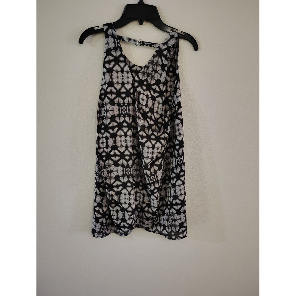 Sanctuary Clothing Womens Large Black White Shibori Print Draped Back Tank Top